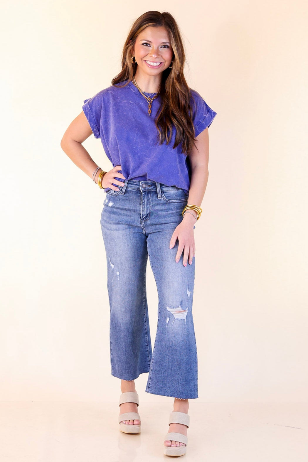 Chic Made Easy Short Sleeve Shirt in Blue