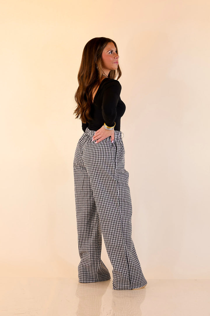 Simply Southern | Naturally Cool Gingham Checkered Print Boxer Pants in Black