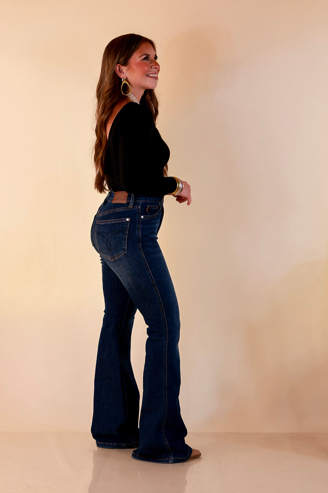 Judy Blue | Forever Flattering Tummy Control Charlotte Flare Jeans in Dark Modern Indigo Wash