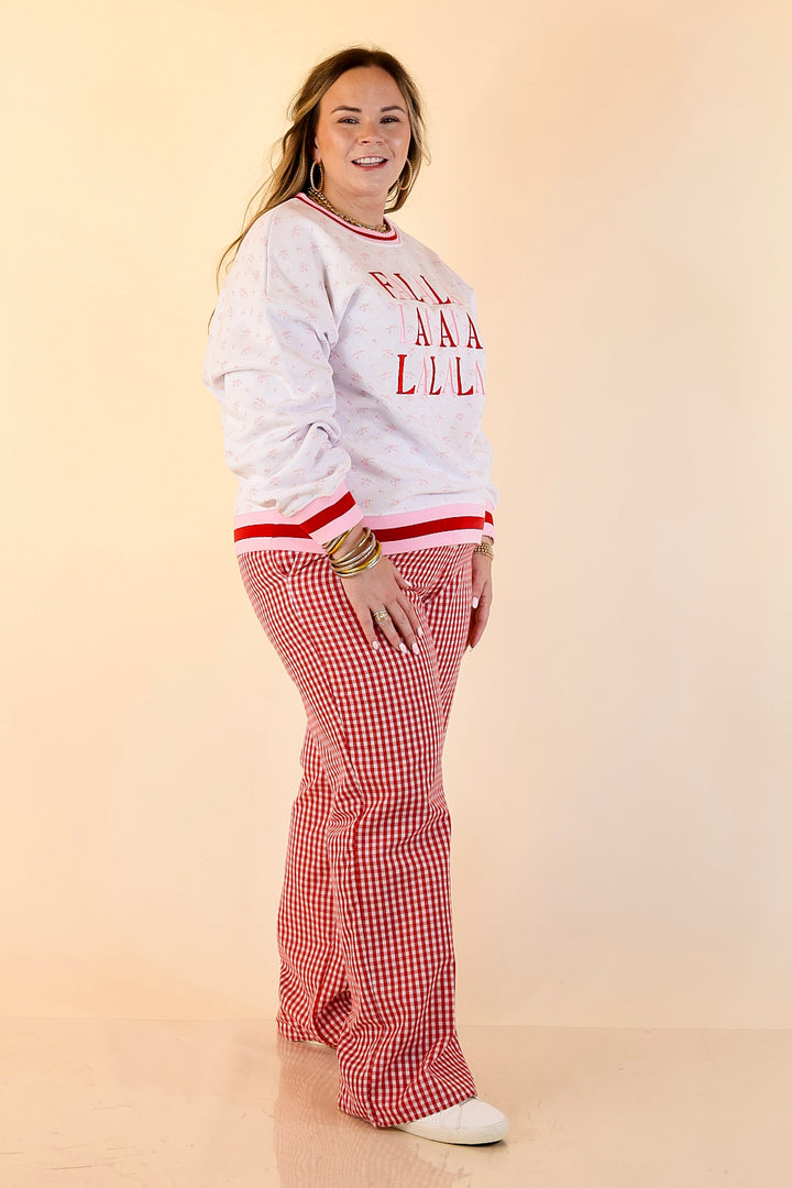 Simply Southern | Holiday Cheer Club Fa La La Floral Varsity Sweatshirt in Ivory