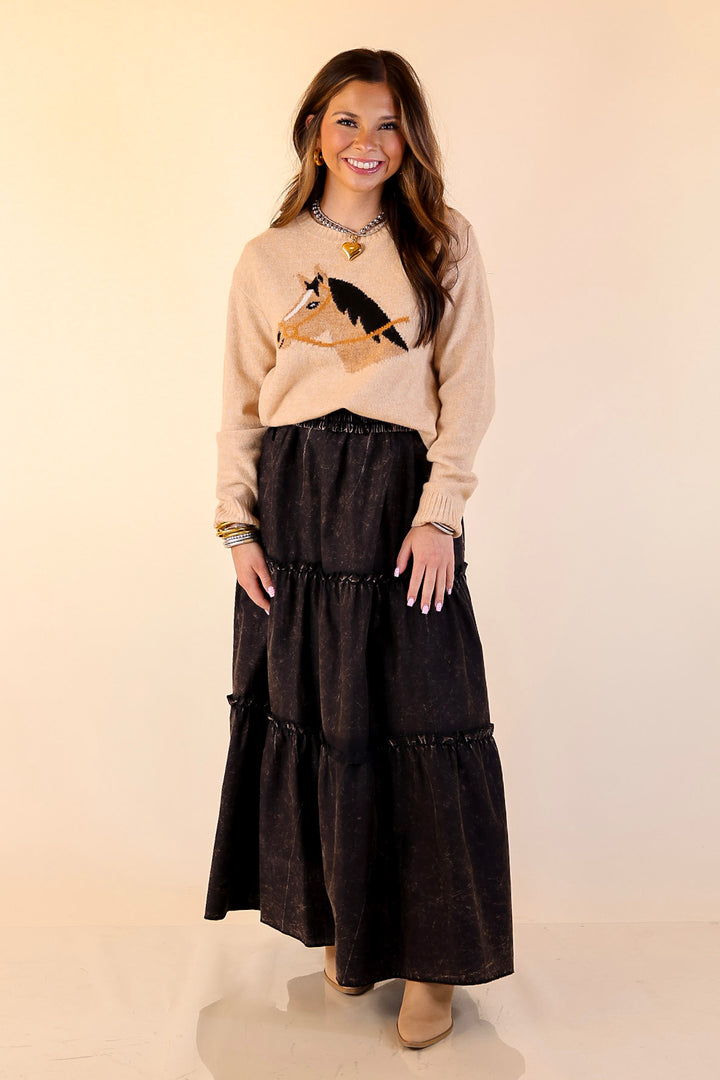 Simply Southern | Finest Touch Crewneck Sweater with Horse in Brown