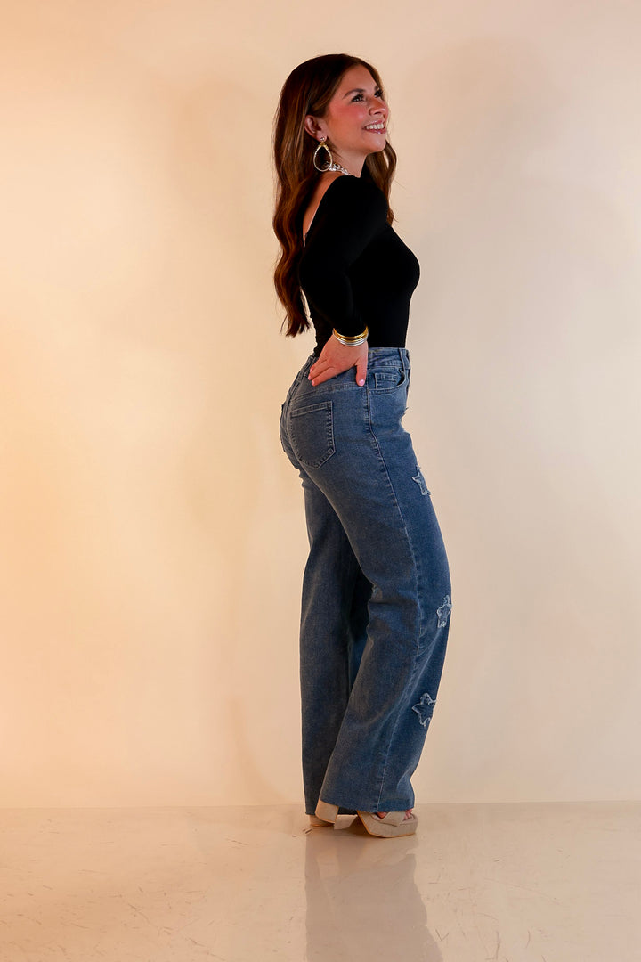 Simply Southern | Star of the Show Straight Leg Denim Jeans with Star Patch Detailing in Medium Wash