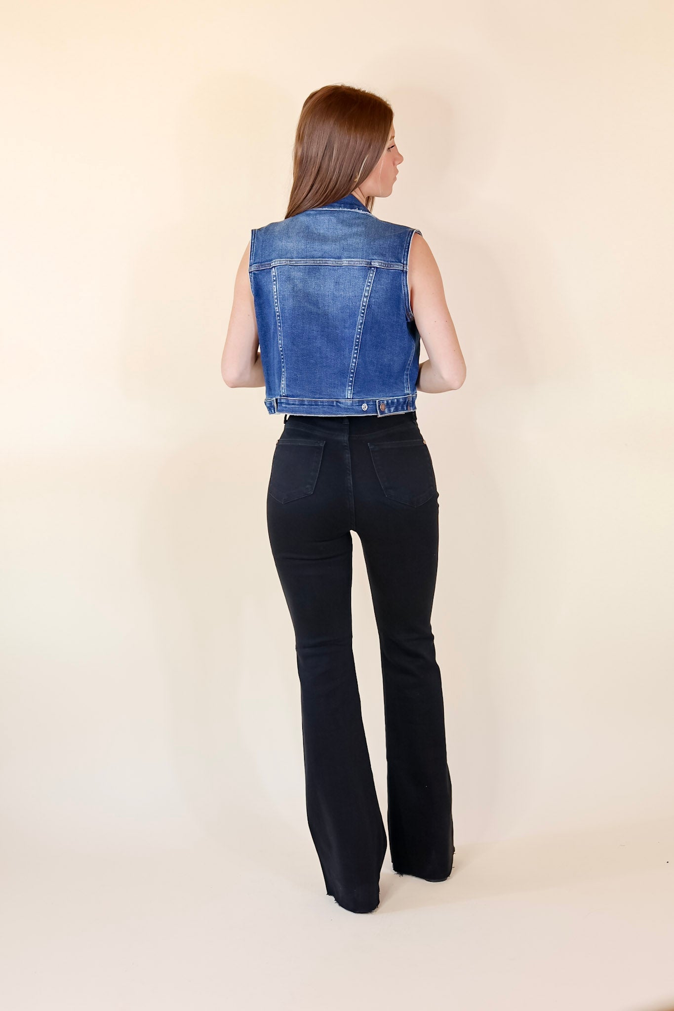 Judy Blue | Into The Woods Denim Button Up Vest in Medium Wash - Giddy Up Glamour Boutique