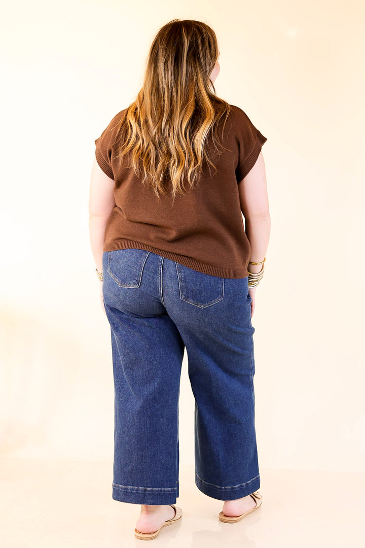 Effortlessly Yours Short Sleeve Crew Neck Sweater in Chocolate Brown