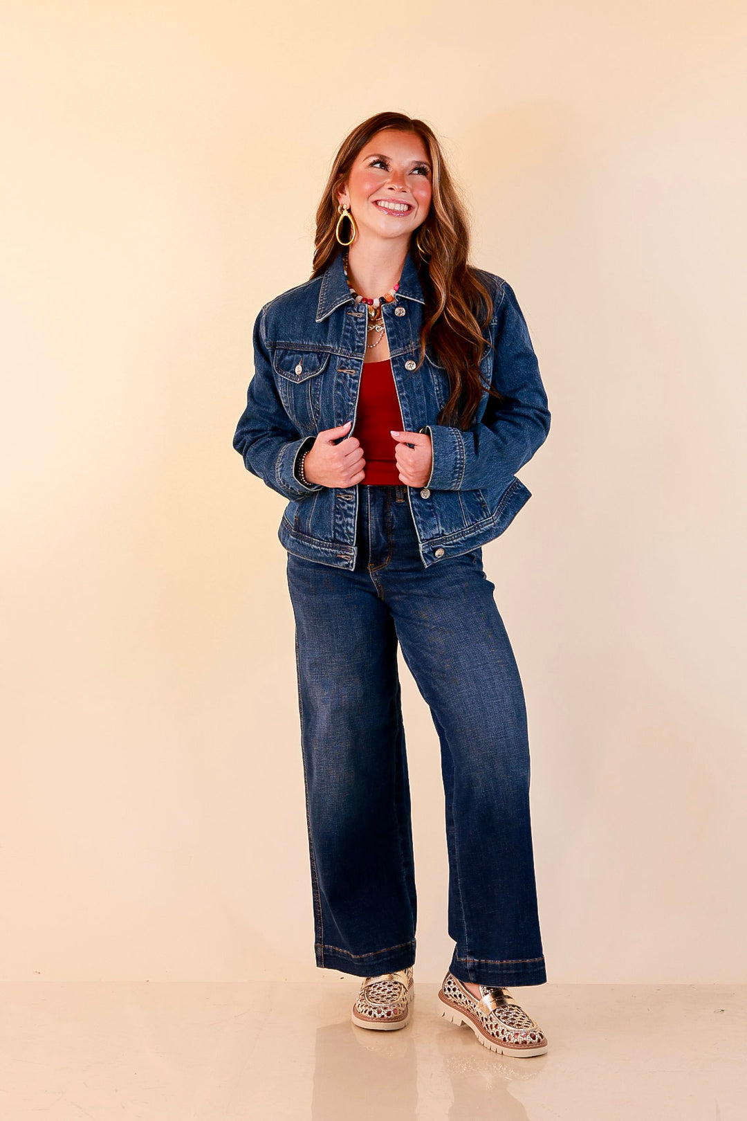 Judy Blue | The Go-To Layer Rigid Magic Classic Denim Jacket in Dark Indigo Wash
