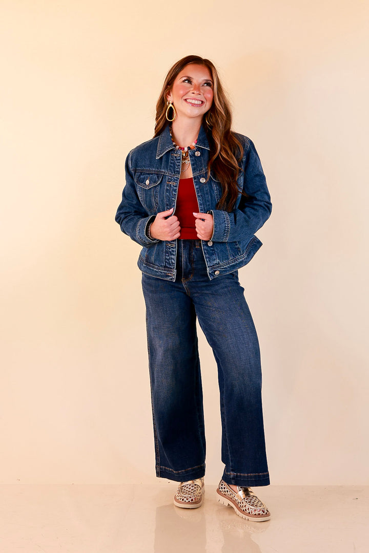 Judy Blue | The Go-To Layer Rigid Magic Classic Denim Jacket in Dark Indigo Wash