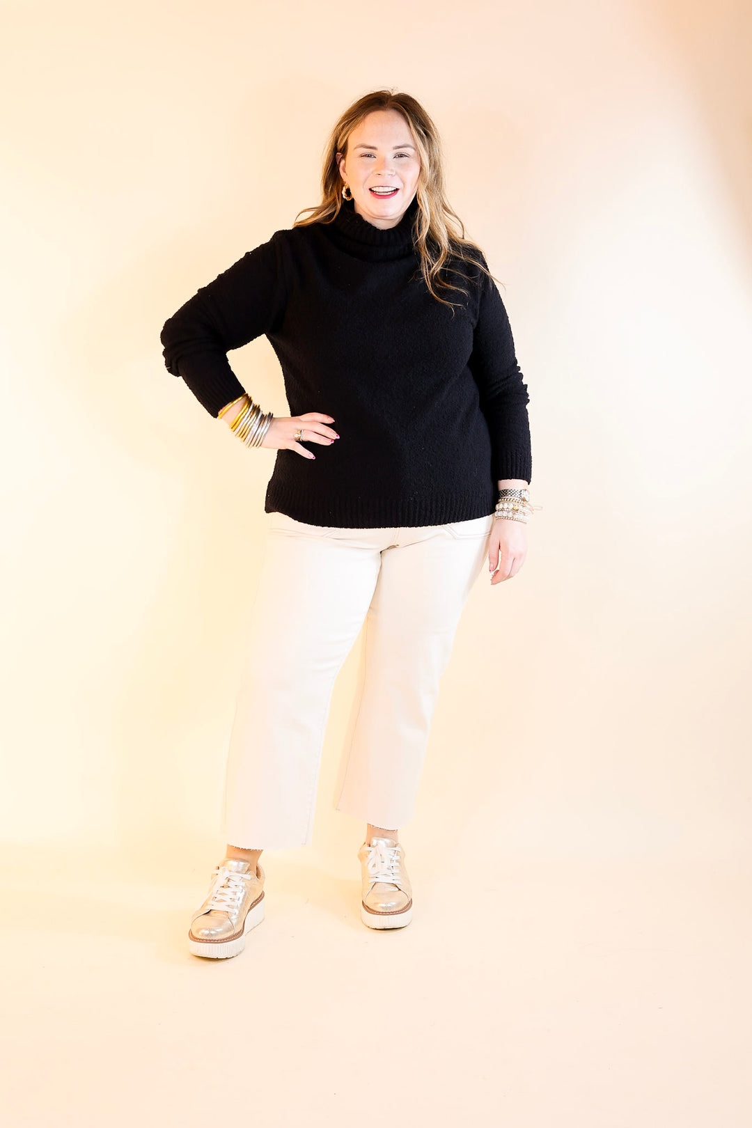 Cozy Couture Long Sleeve Turtleneck Sweater in Black