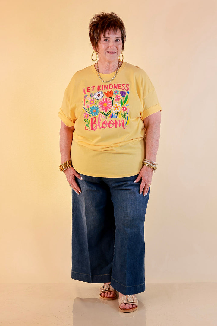 Rooted in Kindness "Let Kindness Bloom" Short Sleeve Graphic Tee in Butter Yellow