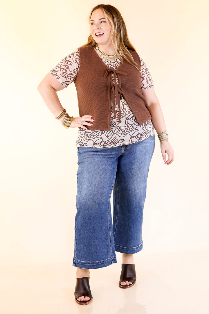 Main Attraction Bow Tie Front Sweater Vest in Chocolate Brown