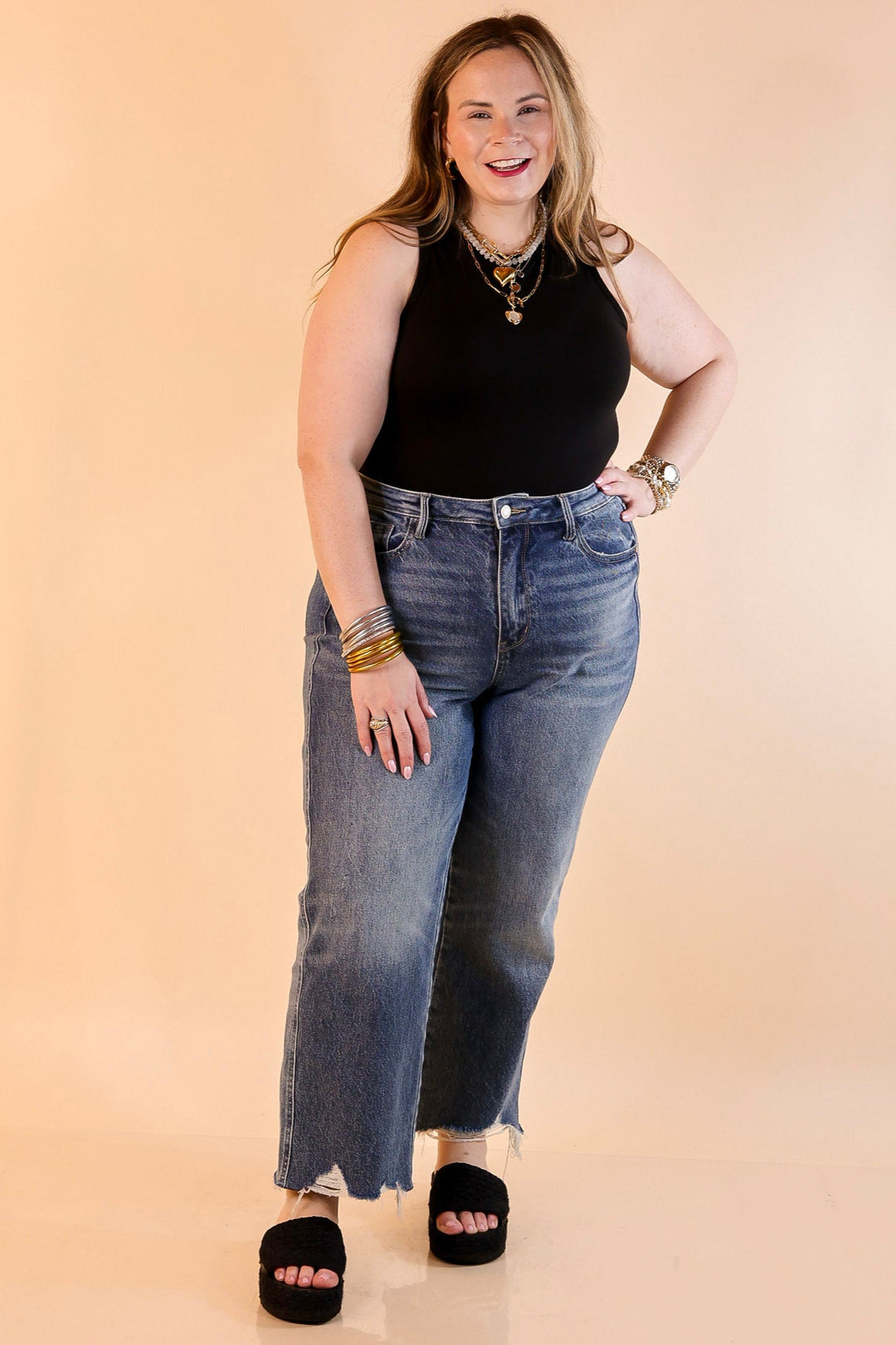 Sunshine State of Mind Tank Top Bodysuit in Black