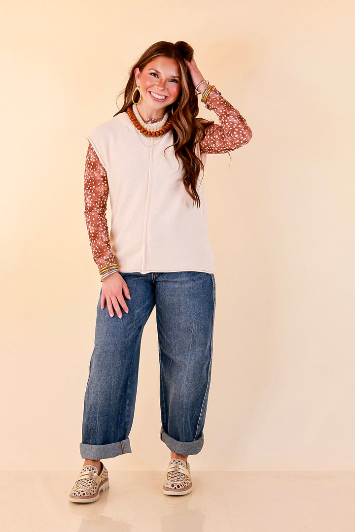 Always a Favorite Crew Neck Front Seam Sweater Knit Top in Ivory
