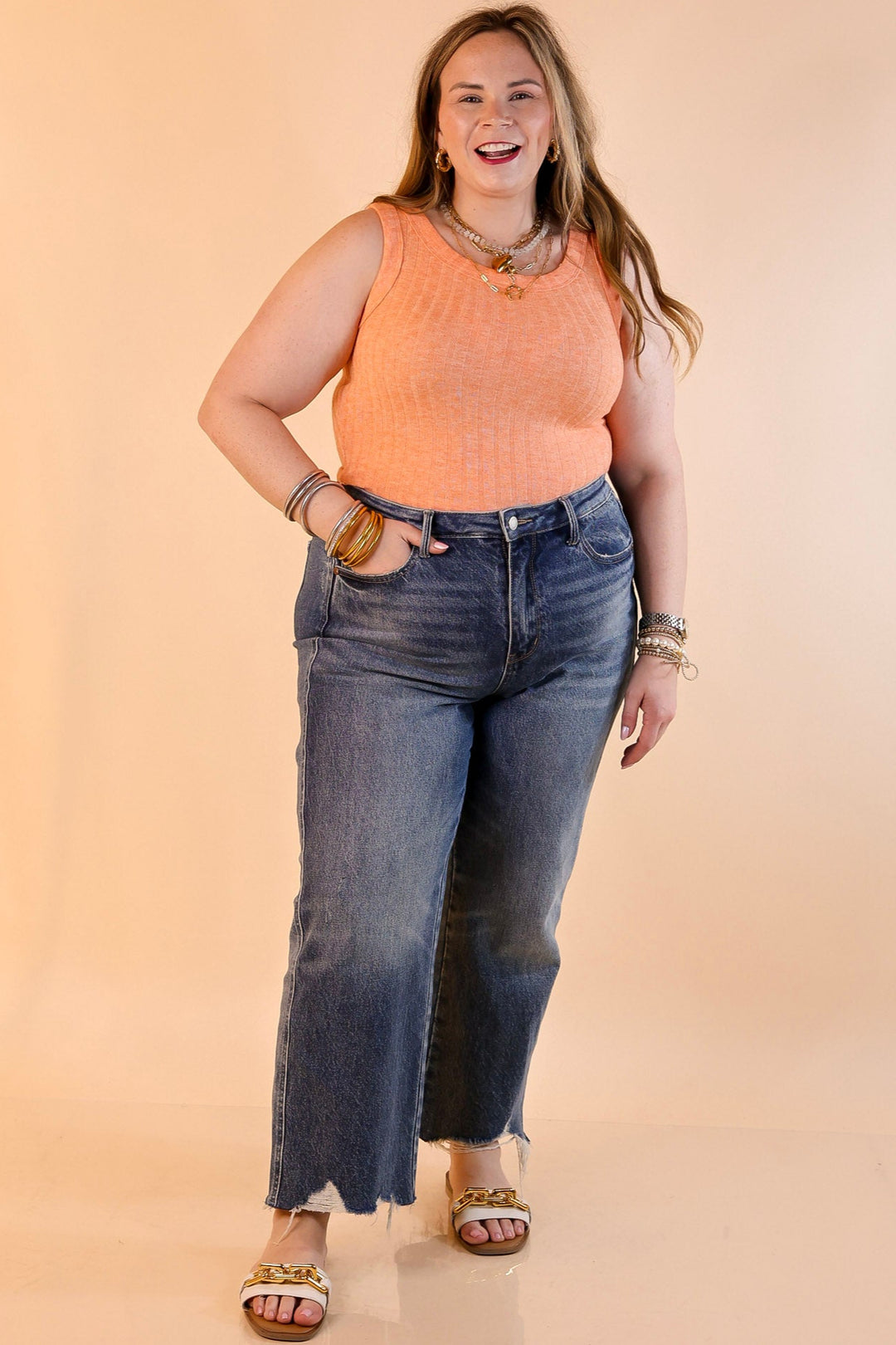 Summer Essential Cropped Sleeveless Top in Orange