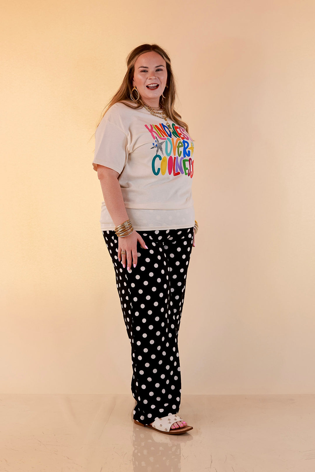 Kindness Over Coolness Short Sleeve Graphic Tee in Natural