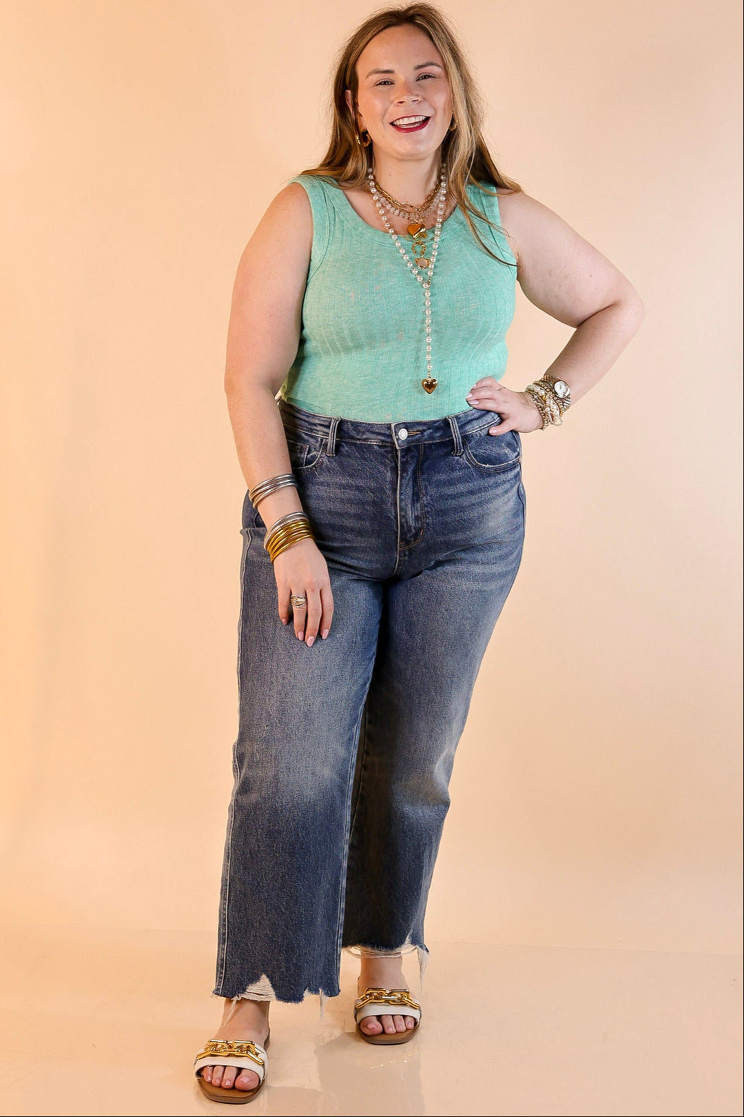 Summer Essential Cropped Sleeveless Top in Mint Green