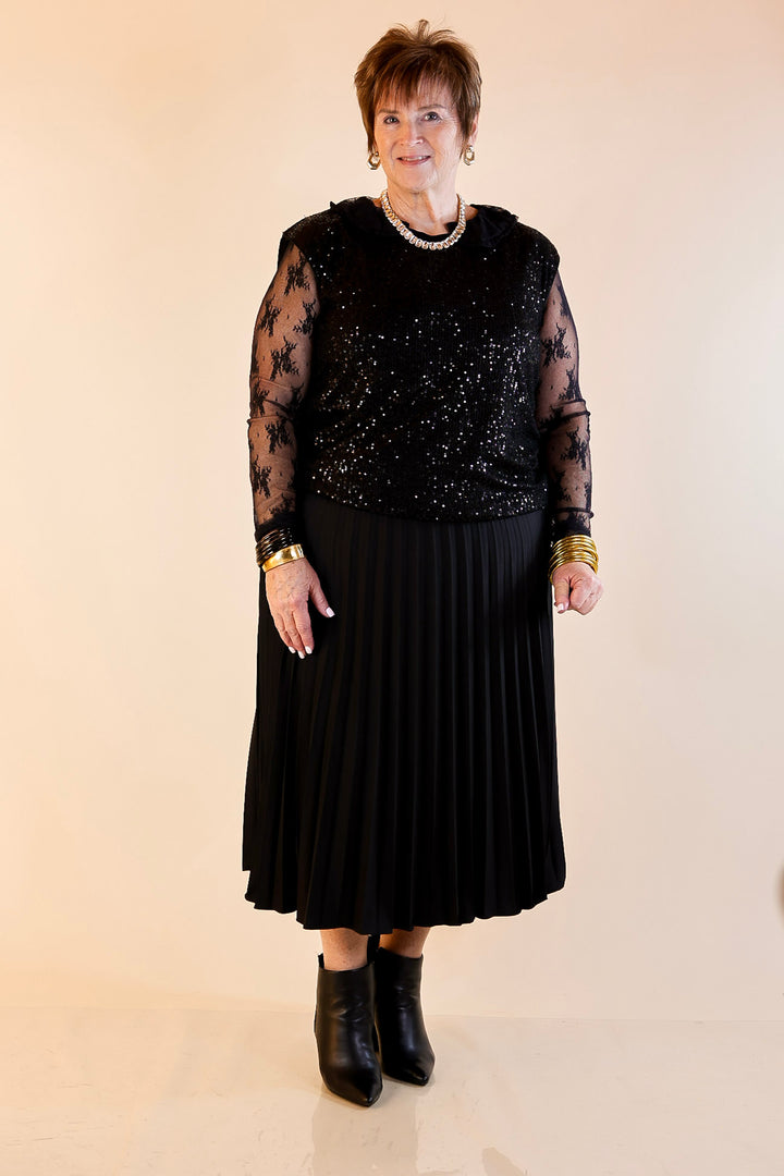 Sequin Sleek Sleeveless Dressy Sequin Top in Black