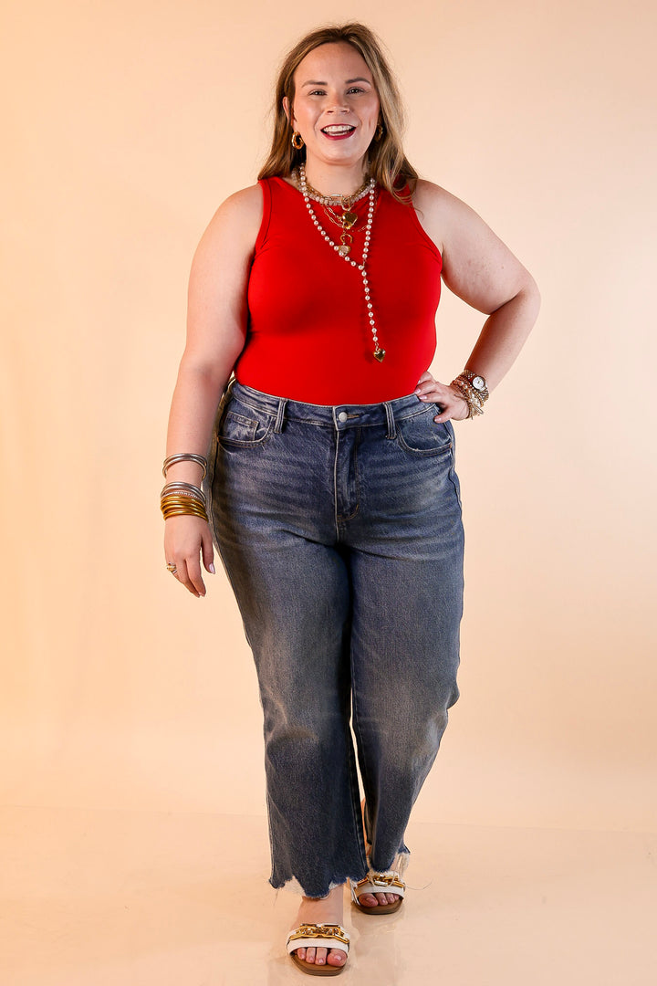 Sunshine State of Mind Tank Top Bodysuit in Ruby Red