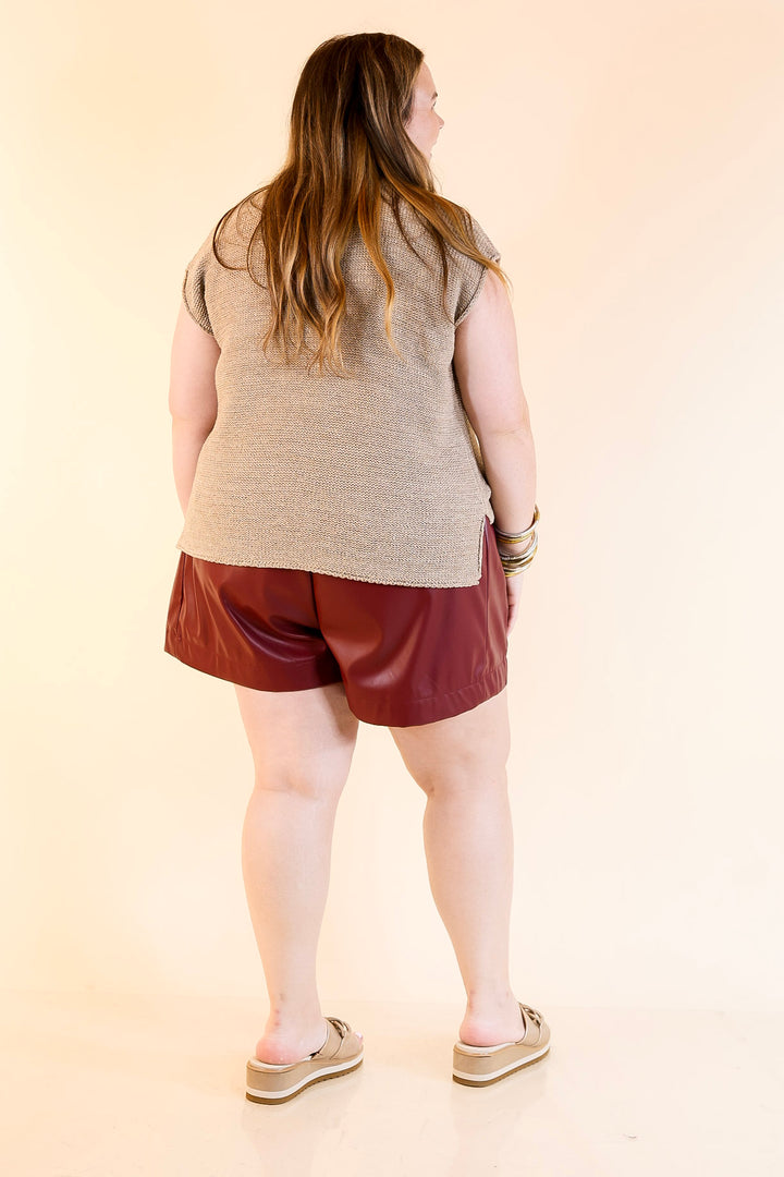 Making a Statement Faux Leather Shorts in Garnet Red