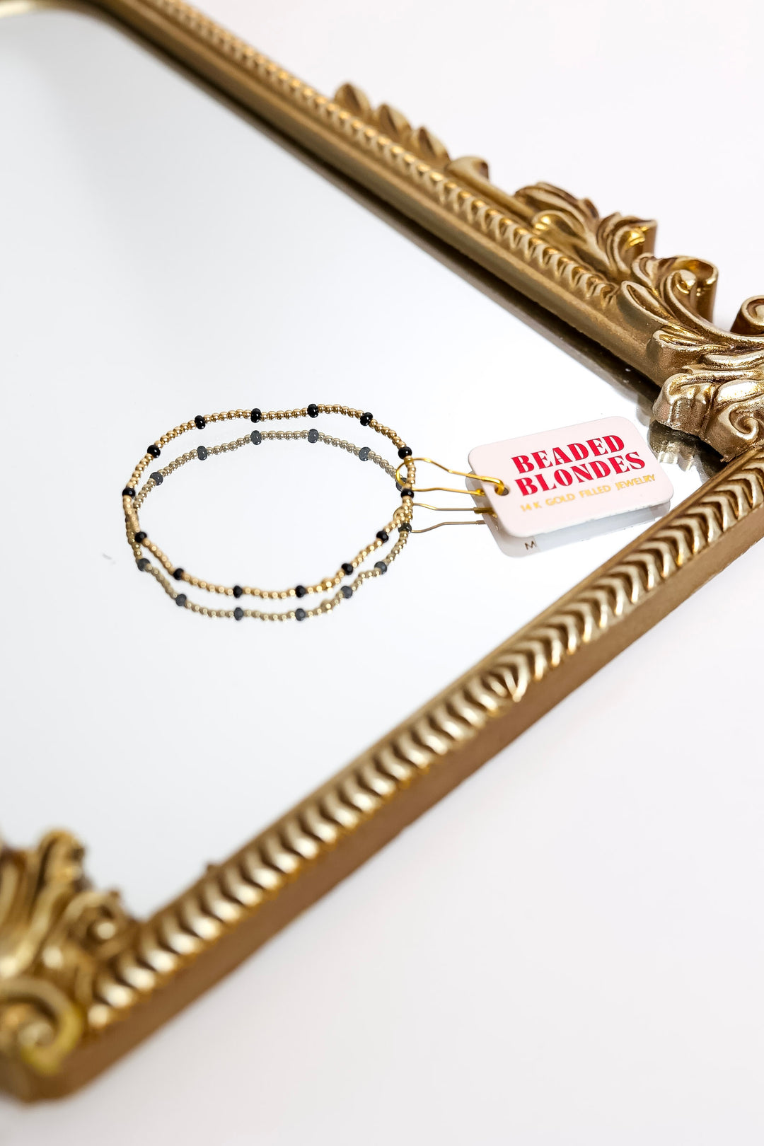 Beaded Blondes | Black Dainty Poppi Bracelet in Gold