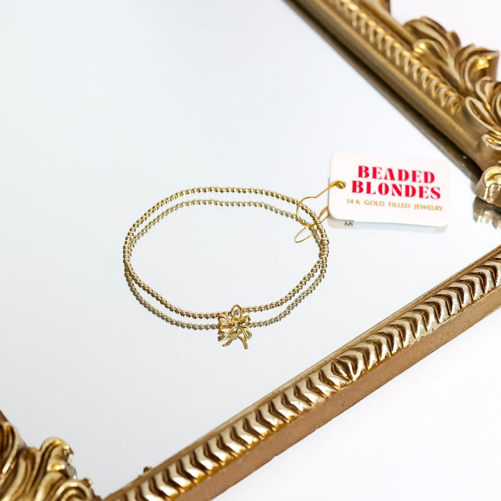 Beaded Blondes | Gold Bow Charm Bracelet