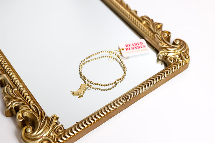 Beaded Blondes | Gold Cowgirl Boot Charm Bracelet