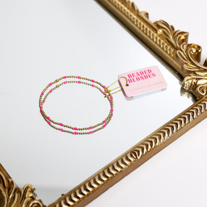 Beaded Blondes | Hot Pink Dainty Poppi Bracelet in Gold