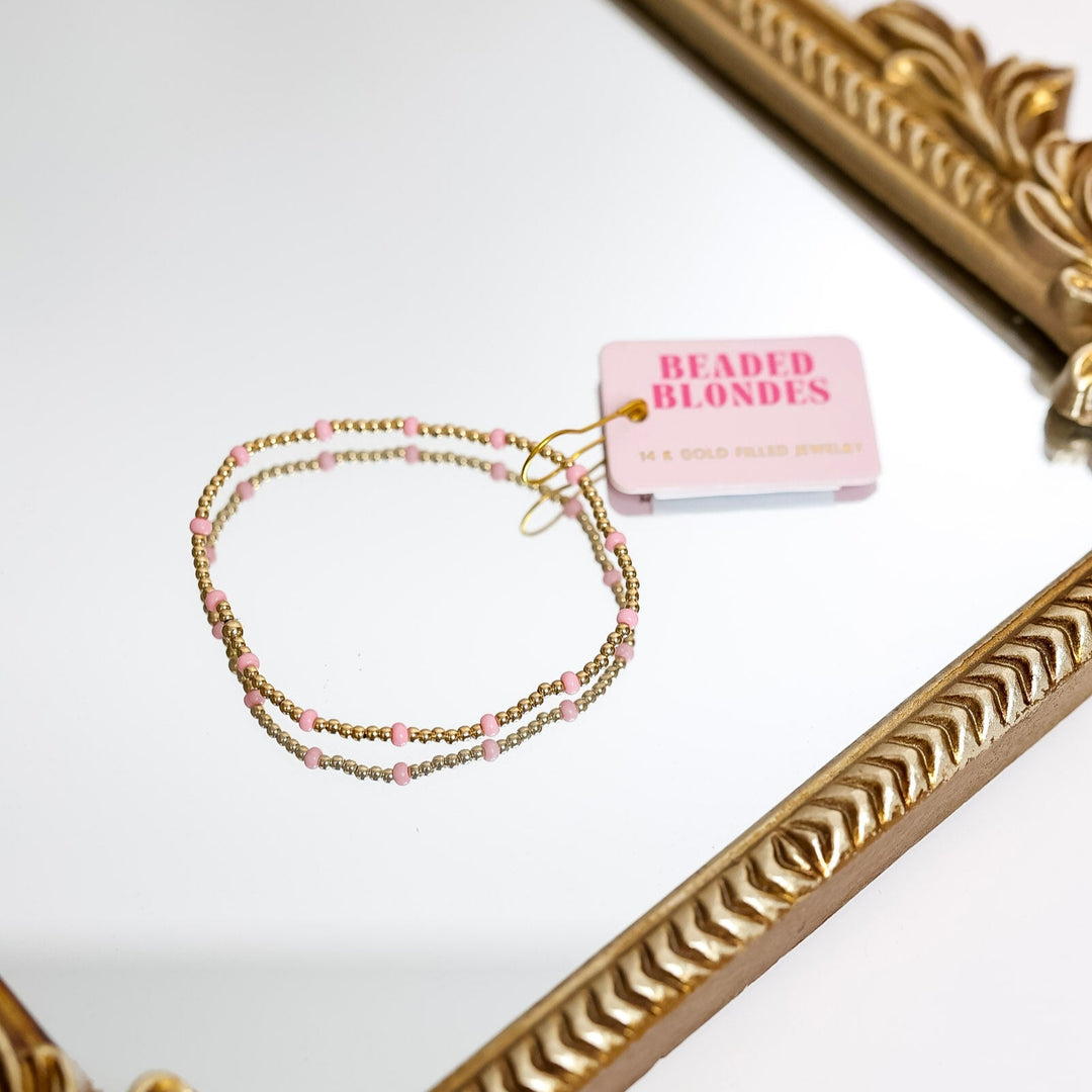 Beaded Blondes | Light Pink Dainty Poppi Bracelet in Gold