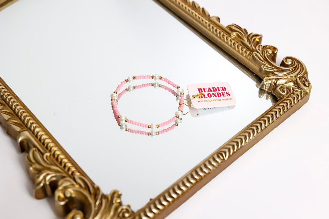 Beaded Blondes | Pastel Pink Pearl Bracelet