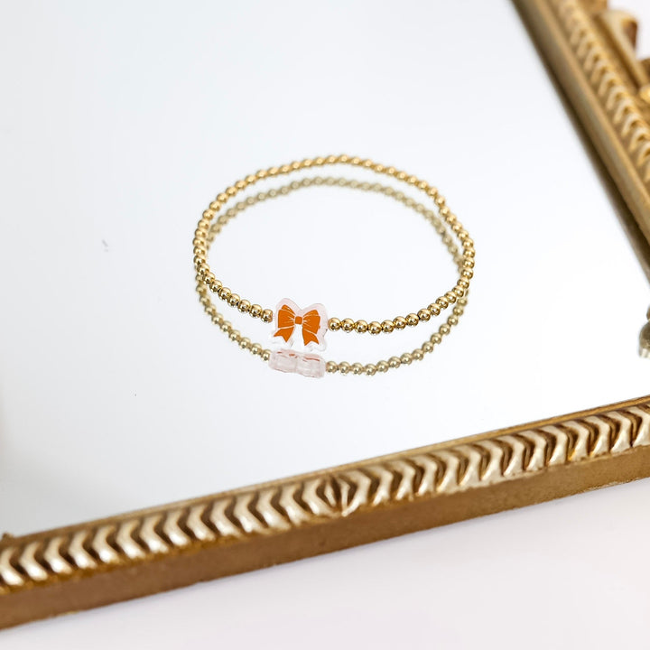 Beaded Blondes | Orange & White Gameday Bow Bracelet