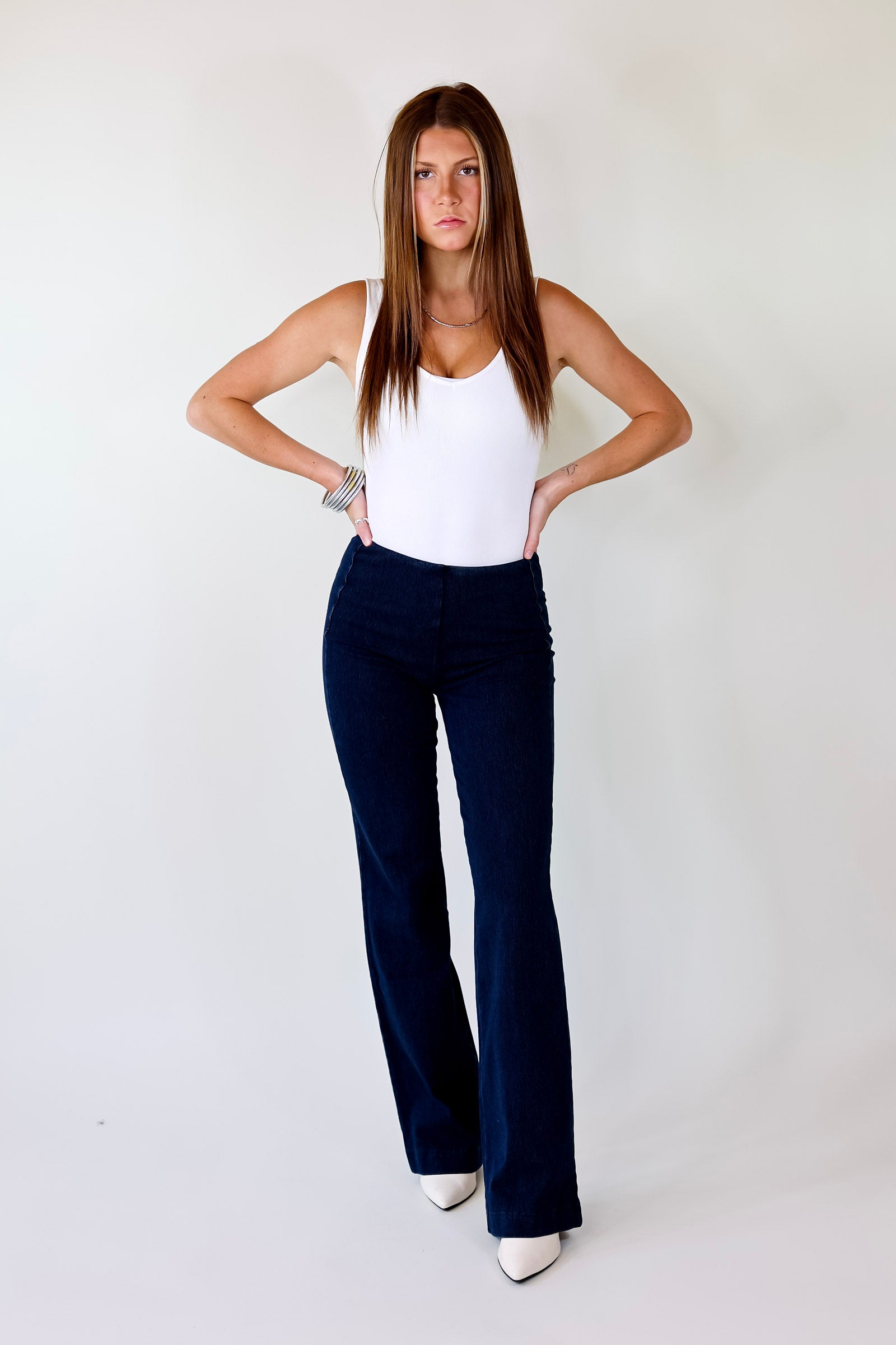 Lyssé | Denim Wide Leg Trouser Jeans in Indigo - Giddy Up Glamour Boutique