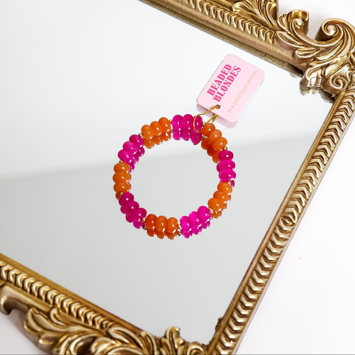 Beaded Blondes | Magenta and Orange Colorblock Gemstone Bracelet