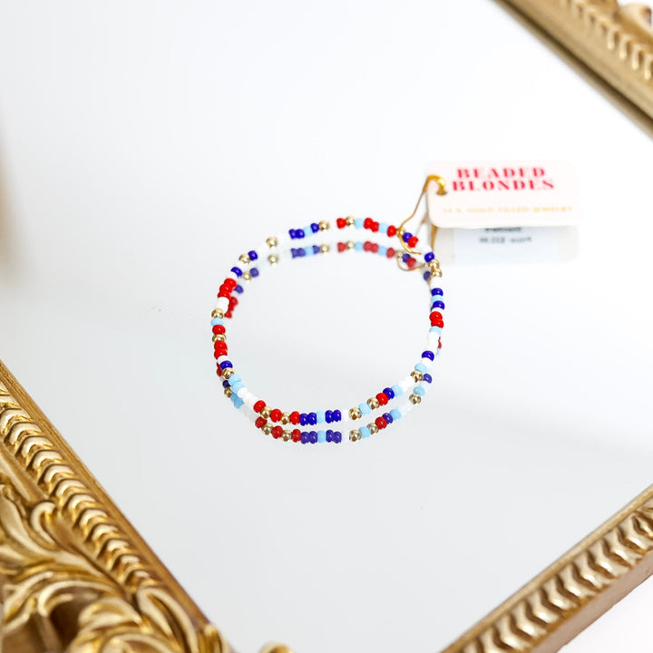 Beaded Blondes | Red, White & Blues Sprinkle Stretchy Bracelet