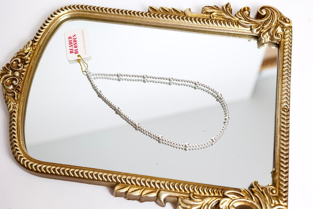 Beaded Blondes | Olive Silver Beaded Necklace