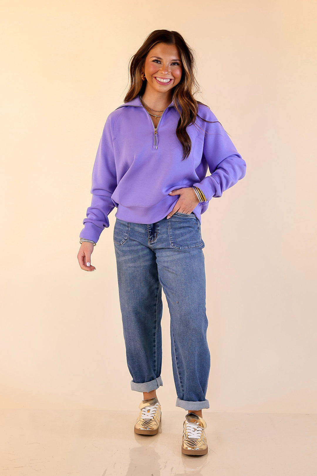 SPANX | AirEssentials Half Zip in Amethyst Purple
