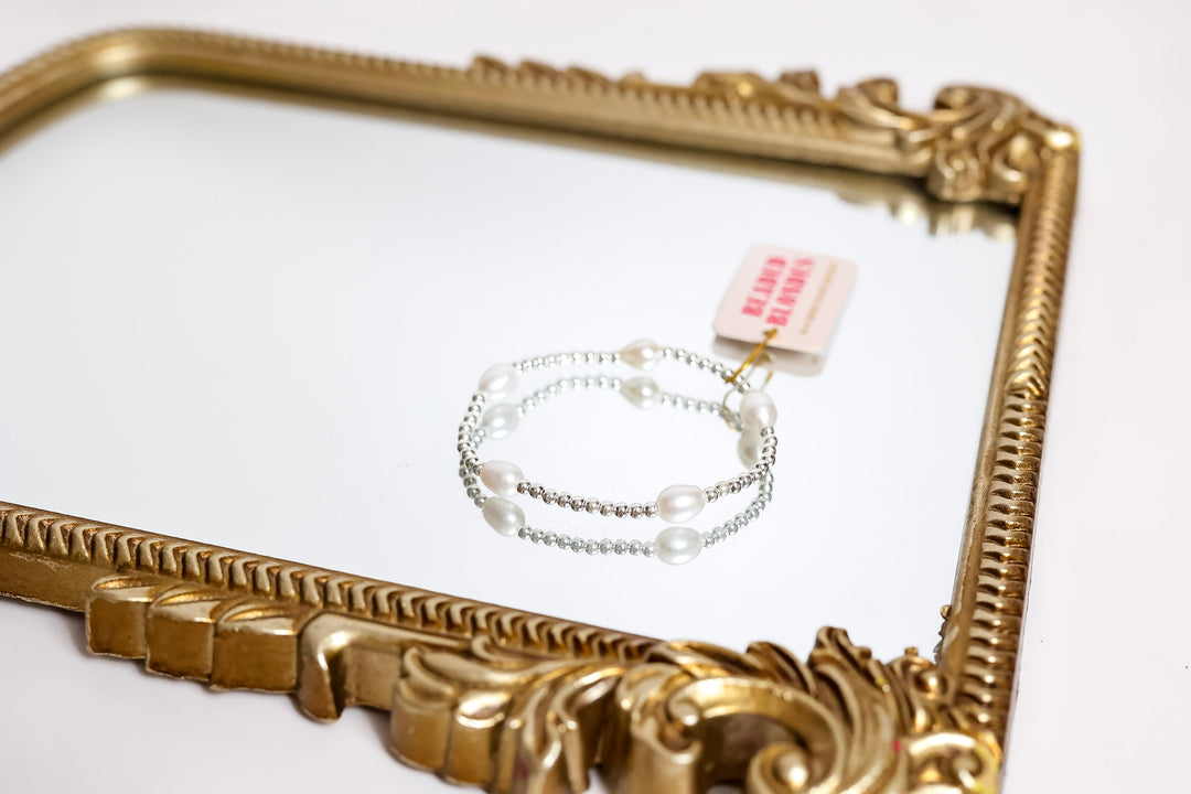 Beaded Blondes | Poppi Pearl Bracelet in Silver
