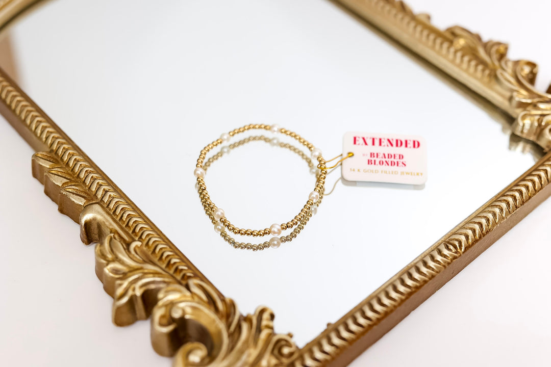 Beaded Blondes | Kate Pearl Bracelet in Gold