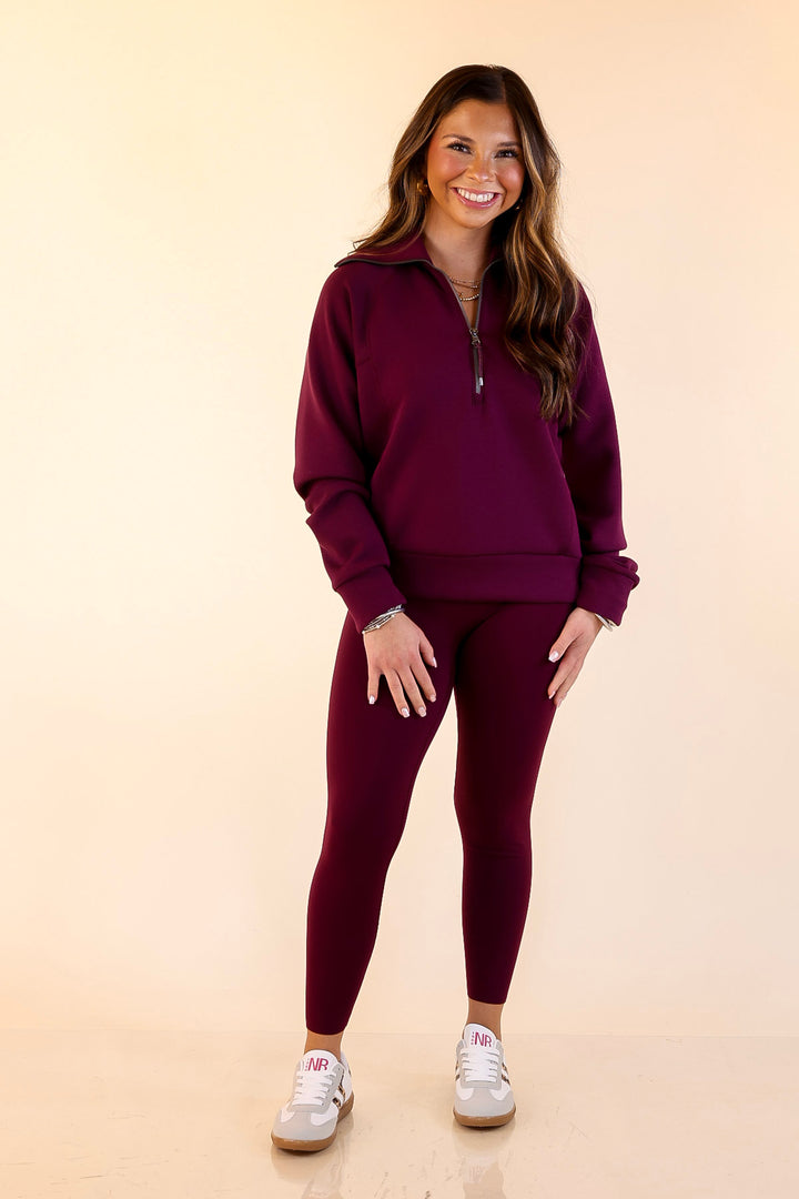 SPANX | Booty Boost® Performance and Shaping 7/8 Leggings in Plum Berry (Maroon)
