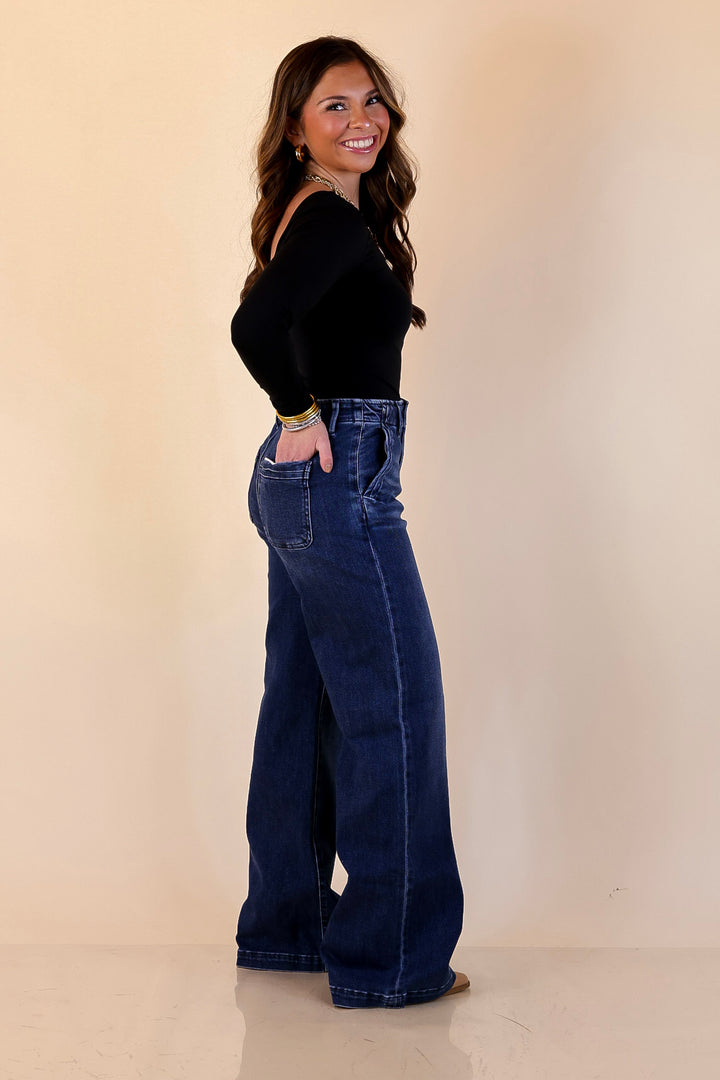 Risen | Always on Point Wide Leg Trouser Jeans in Dark Wash
