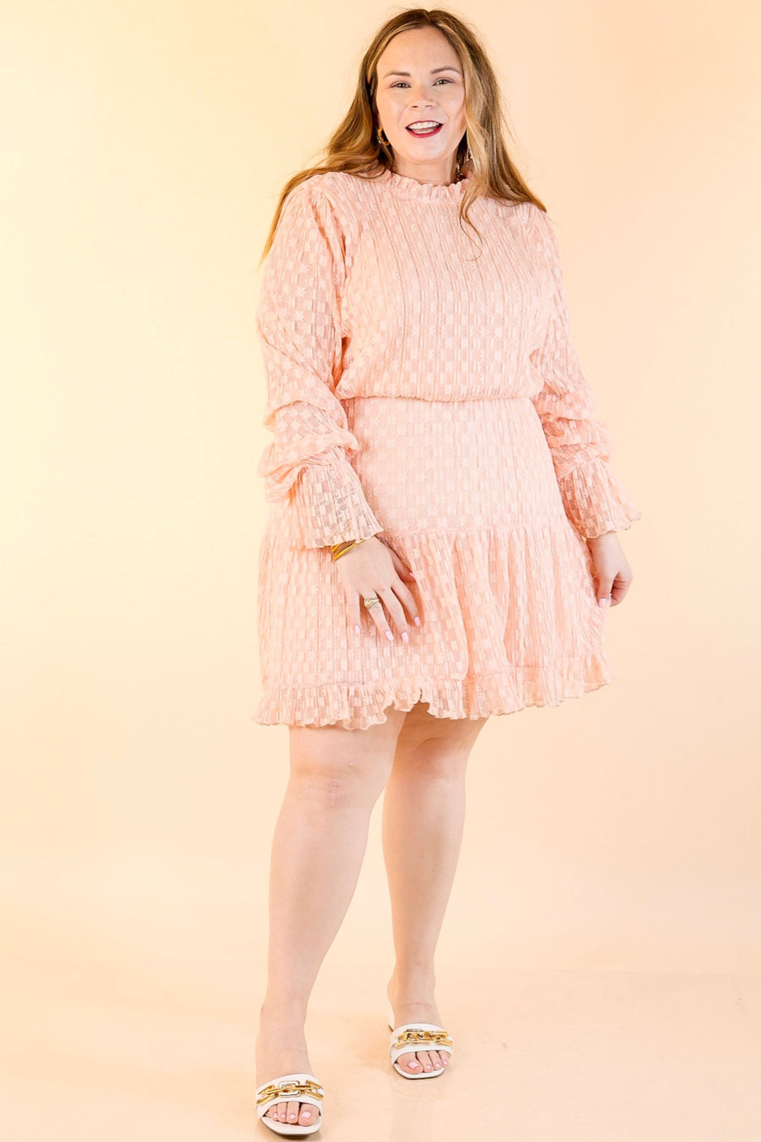 peach lace long sleeve dress ZIMMERMANN Carousel Lace Angel Dress | Peach