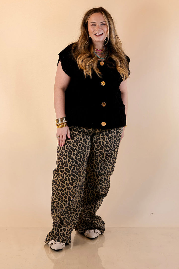 Plus | Risen | Naturally Bold Straight Wide Leg Jean in Cheetah Print