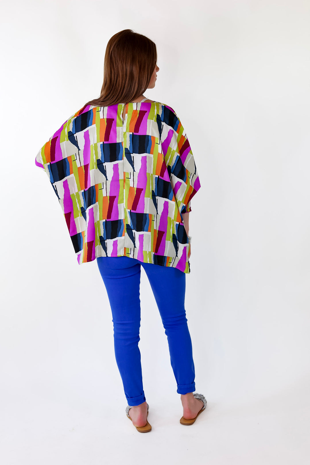 Museum Bound Abstract Print Top in Purple and Navy - Giddy Up Glamour Boutique