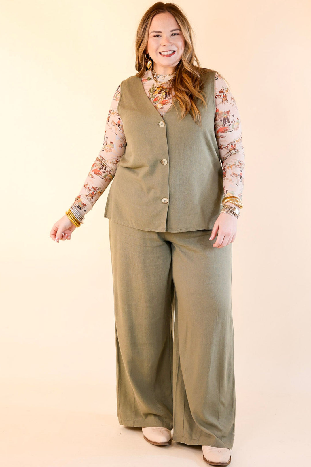 Styled for Success Linen Drawstring Pants in Light Olive Green