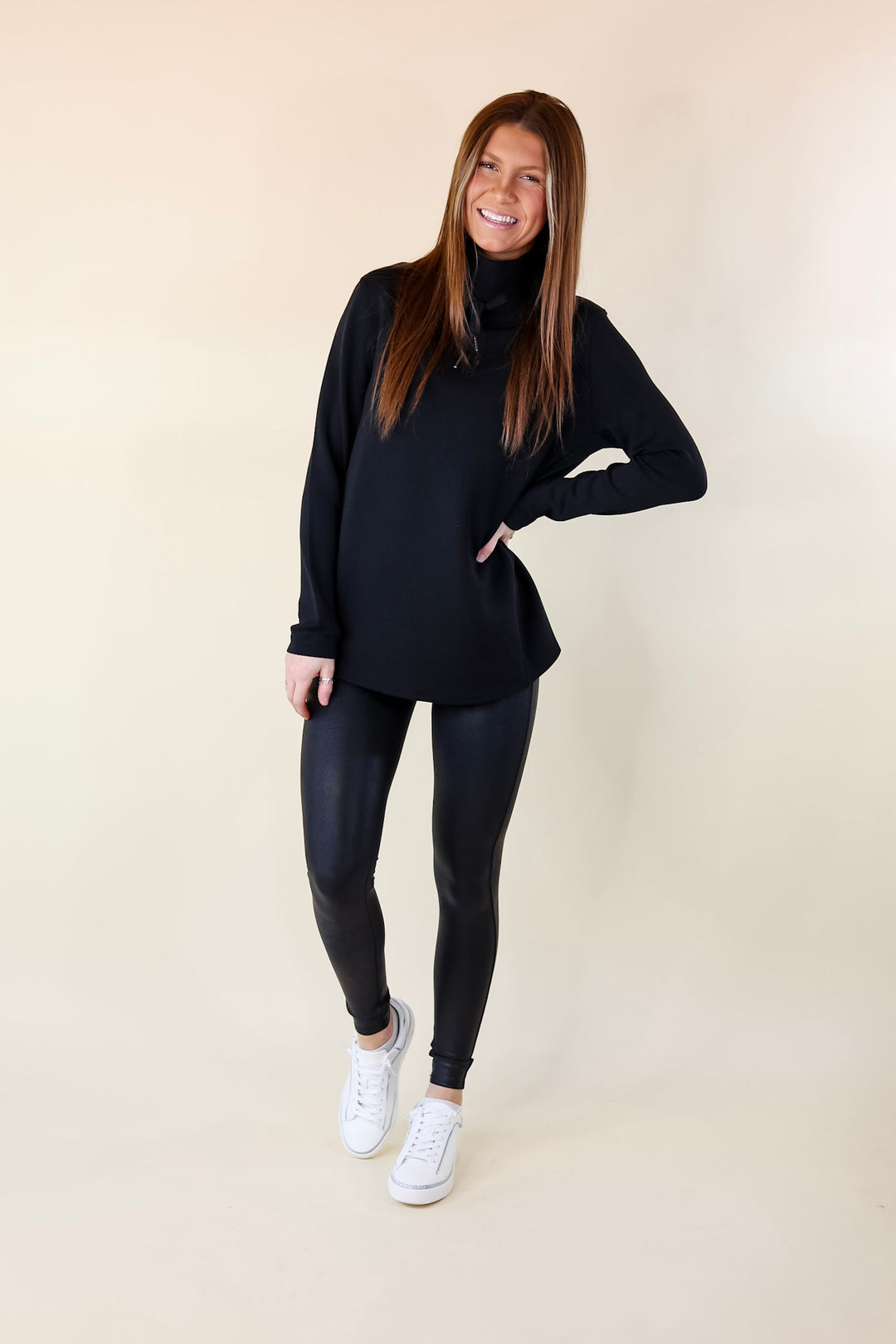 SPANX | AirEssentials Got-Ya-Covered Pullover Sweatshirt in Black - Giddy Up Glamour Boutique