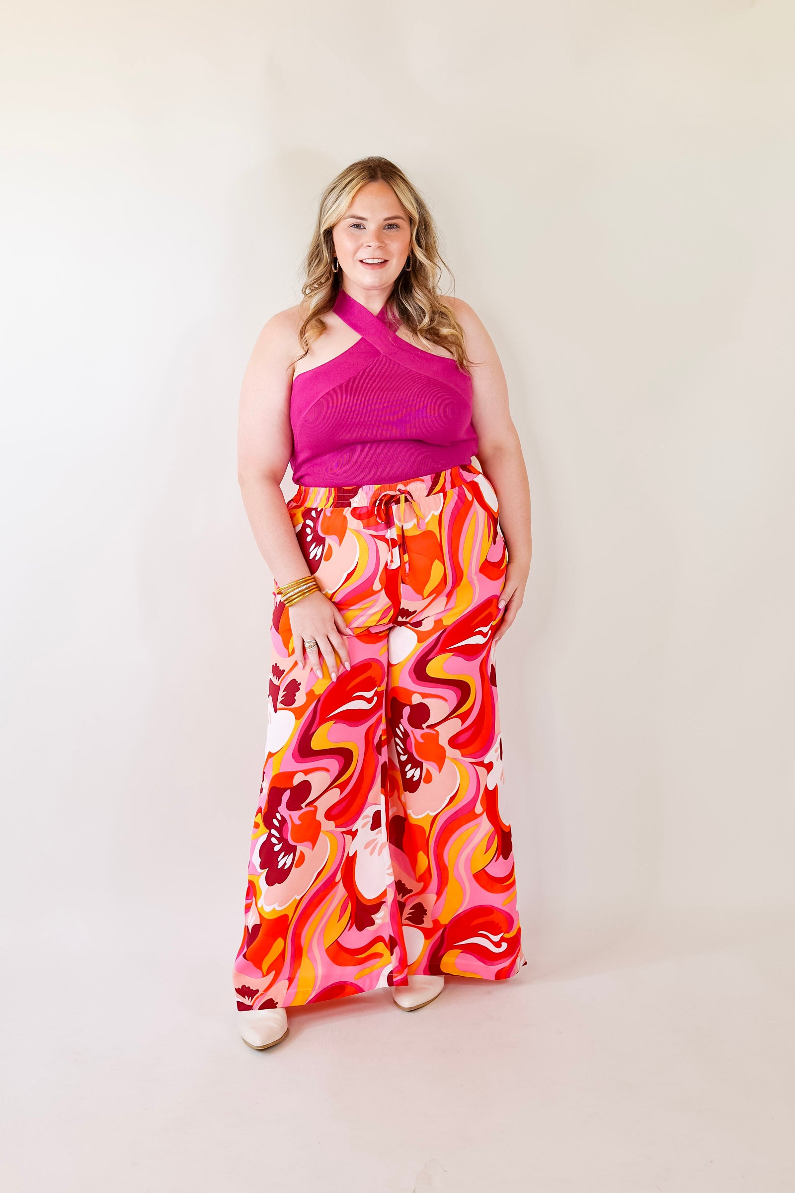 Dance with Me Pants in Pink Mix - Giddy Up Glamour Boutique