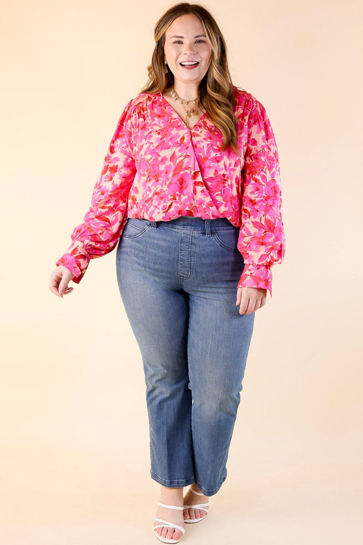 Release Your Inhibitions Floral Long Sleeve Bodysuit in Pink