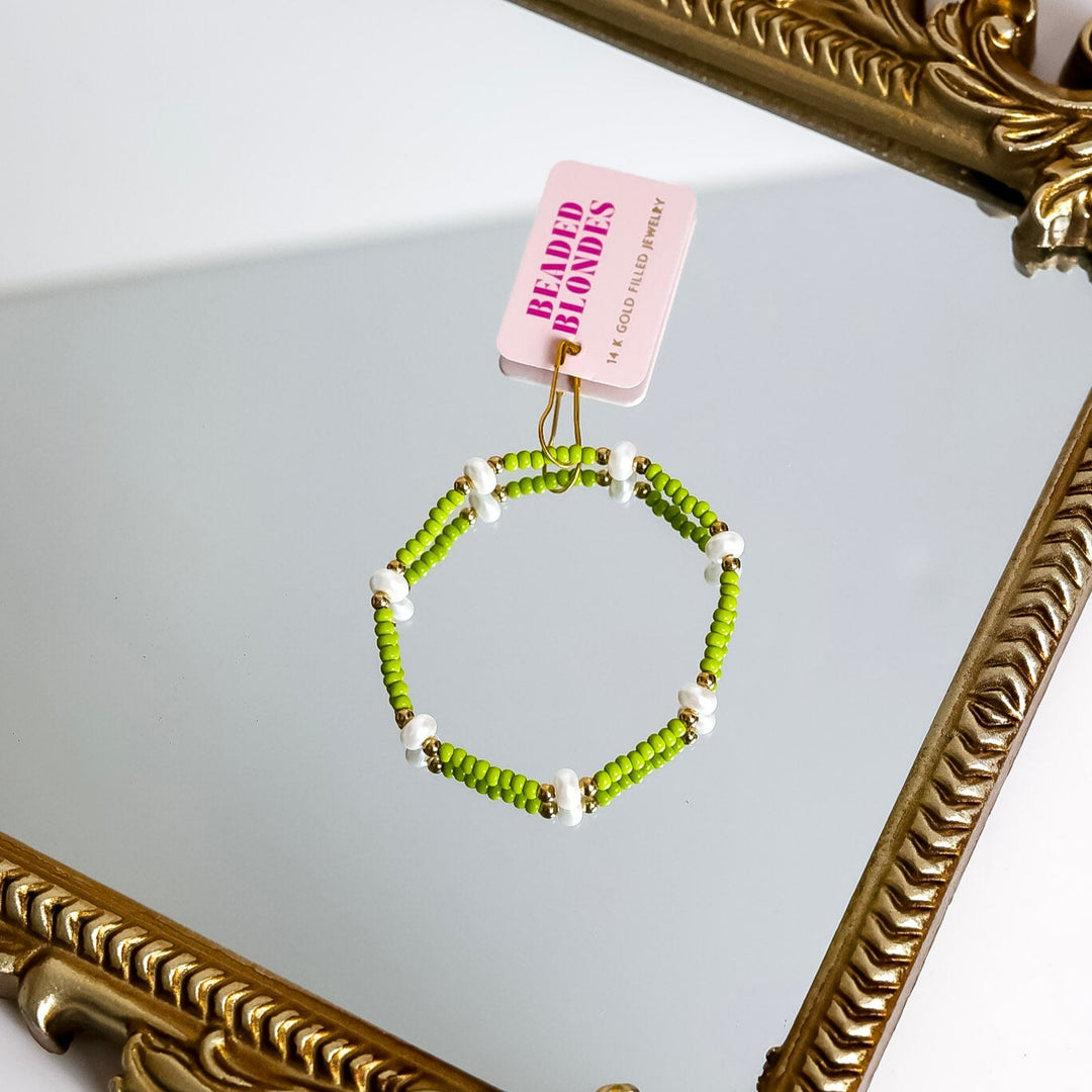 Beaded Blondes | Lime Green Pearl Bracelet