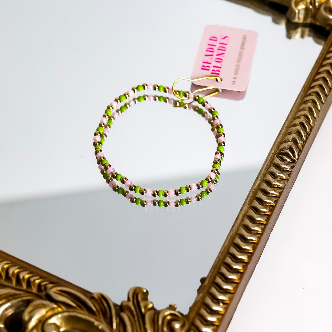 Beaded Blondes | Lime Green and Light Pink Demi Bracelet