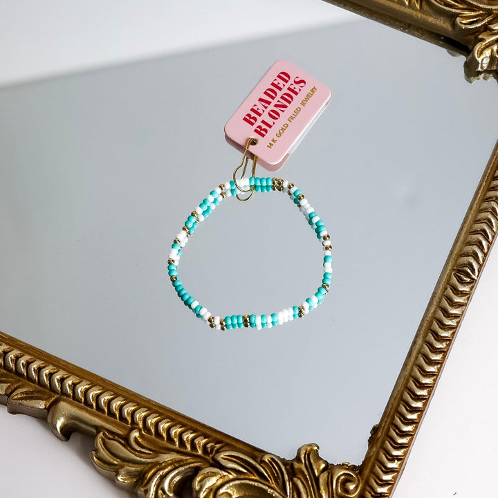 Beaded Blondes | Turquoise and White Sprinkle Bracelet