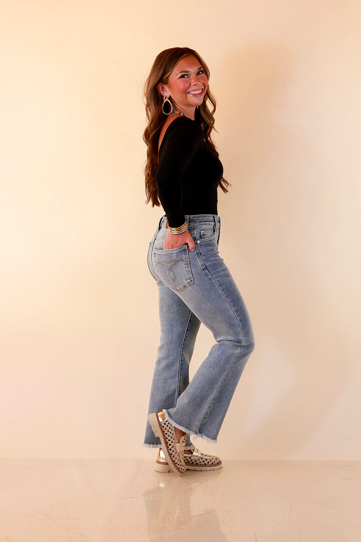 Judy Blue | Worth Repeating Cropped Kick Flare Jean in Light Wash