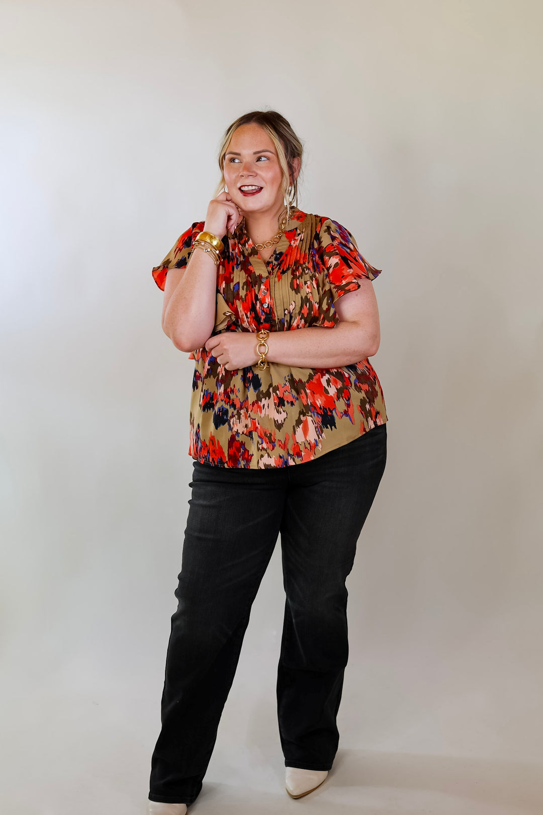 Endless Charisma Short Sleeve Blouse in Mocha Brown - Giddy Up Glamour Boutique