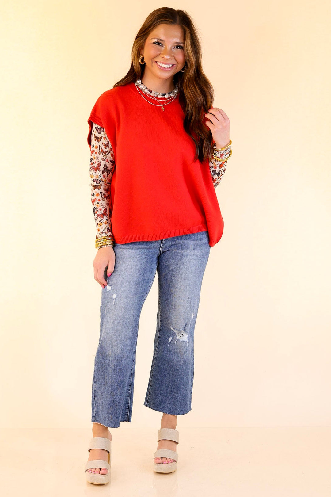Effortlessly Yours Short Sleeve Oversized Sweater in Red